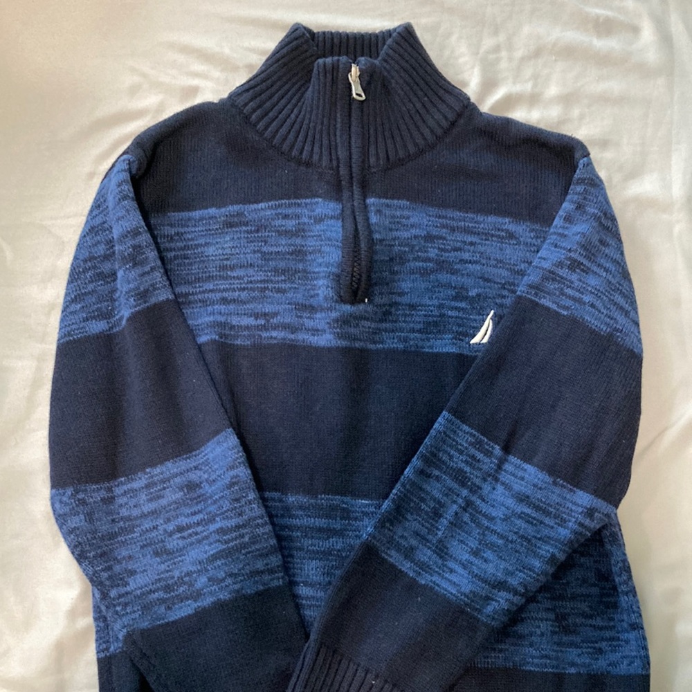 Nautica boys 1/4 zip blue sweater size 8